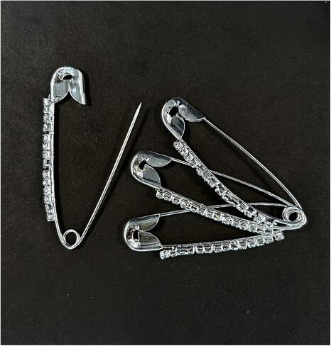 12-Piece Golden Safety Pins with Multi Faux Crystal - Diamonds Designer Safety pin Saree pin - Saftey Pins for Clothing and Crafts. (Golden-Multi) in Saudi Arabia