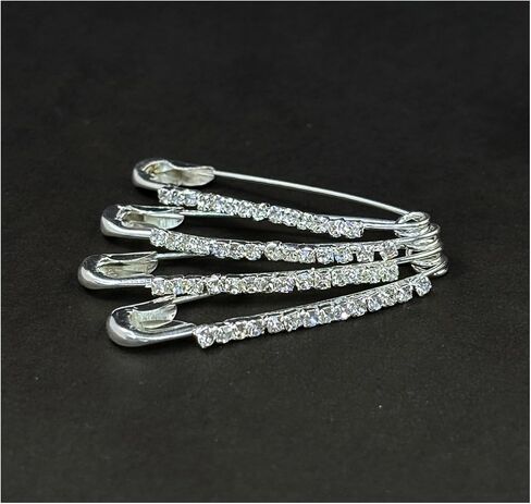 12-Piece Golden Safety Pins with Multi Faux Crystal - Diamonds Designer Safety pin Saree pin - Saftey Pins for Clothing and Crafts. (Golden-Multi) in Saudi Arabia