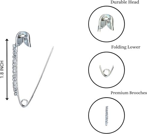 12-Piece Golden Safety Pins with Multi Faux Crystal - Diamonds Designer Safety pin Saree pin - Saftey Pins for Clothing and Crafts. (Golden-Multi) in Saudi Arabia