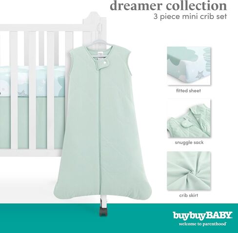 Evolur Buybuy Baby Baby Pink & Heart Print 3 Piece Mini Crib Bedding Set, Machine Washable, Soft and Breathable Toddler Bedding Set, Includes Fitted Sheet, Comfortor and Crib Skirt in Kuwait