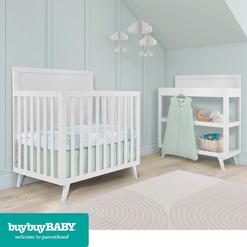 Evolur Buybuy Baby Baby Pink & Heart Print 3 Piece Mini Crib Bedding Set, Machine Washable, Soft and Breathable Toddler Bedding Set, Includes Fitted Sheet, Comfortor and Crib Skirt in Kuwait
