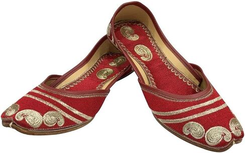 Red Punjabi Jutti Mojari Shoes for Women,Indian Shoes Ethnic Sandals Jootis Bohemian Shoes Khussa Jutti in Saudi Arabia