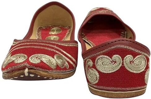 Red Punjabi Jutti Mojari Shoes for Women,Indian Shoes Ethnic Sandals Jootis Bohemian Shoes Khussa Jutti in Saudi Arabia