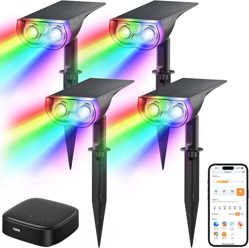 Linkind Smart Solar Lights Outdoor SL5, Color Changing Solar Spotlight for Halloween Decorations, APP Control Landscape Lights, IP65 Solar Spot Lights Outdoor, Solar Halloween Lights for Yard(6 Pack) in Saudi Arabia
