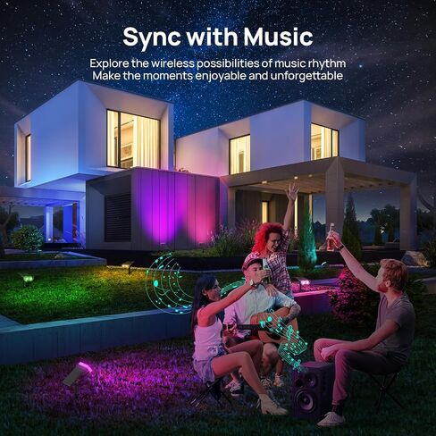 Linkind Smart Solar Lights Outdoor SL5, Color Changing Solar Spotlight for Halloween Decorations, APP Control Landscape Lights, IP65 Solar Spot Lights Outdoor, Solar Halloween Lights for Yard(6 Pack) in Saudi Arabia