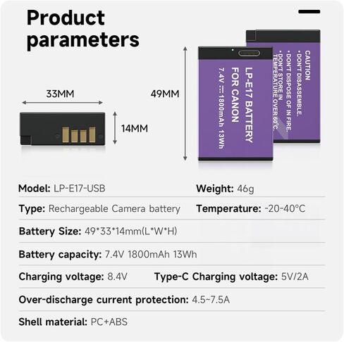 3 Pack LP-E17 Battery,1800mAh Battery LP-E17 Battery with USB-C for Canon EOS R50 R8 RP R10, RP Rebel SL2 SL3 T6i T6s T7i M3 M5 M6 200D 77D 750D 760D 800D 8000D KISS X8i Camera in Saudi Arabia