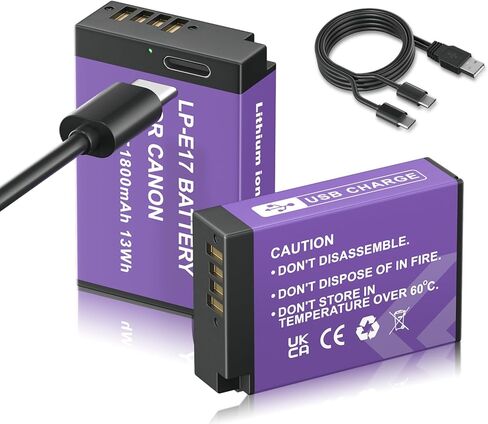 3 Pack LP-E17 Battery,1800mAh Battery LP-E17 Battery with USB-C for Canon EOS R50 R8 RP R10, RP Rebel SL2 SL3 T6i T6s T7i M3 M5 M6 200D 77D 750D 760D 800D 8000D KISS X8i Camera in Saudi Arabia