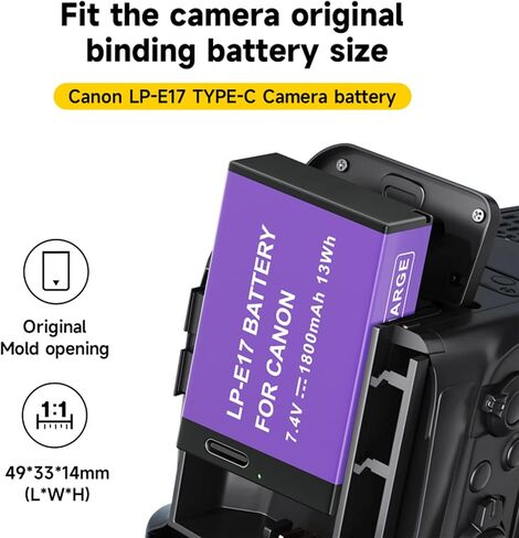 3 Pack LP-E17 Battery,1800mAh Battery LP-E17 Battery with USB-C for Canon EOS R50 R8 RP R10, RP Rebel SL2 SL3 T6i T6s T7i M3 M5 M6 200D 77D 750D 760D 800D 8000D KISS X8i Camera in Saudi Arabia