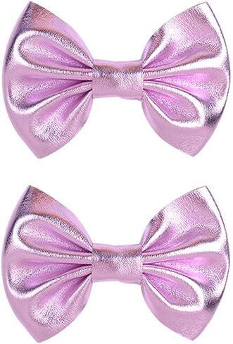 Baby Girls Hair Bow Clip Candy Color Bronzing Alligator Bow Hair Clip Hair Accessories for Little Girls Kids Toddlers ZFJ40 (Silver) in Saudi Arabia