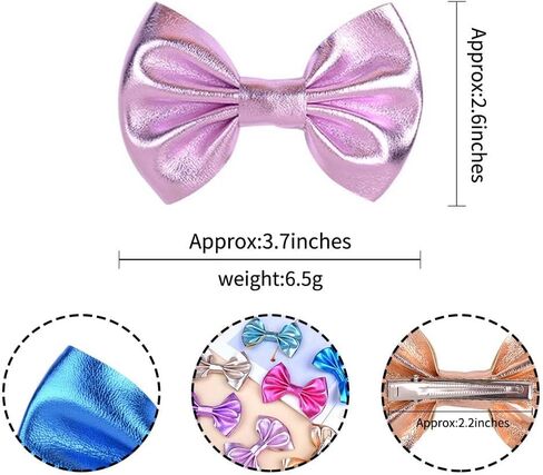 Baby Girls Hair Bow Clip Candy Color Bronzing Alligator Bow Hair Clip Hair Accessories for Little Girls Kids Toddlers ZFJ40 (Silver) in Saudi Arabia
