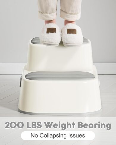 Toddler Step Stool for Bathroom Sink, Upgrade Non-Silp 2 Step Stool for Kids with Enlarged Step Area, Kids Step Stool for Bathroom, Kitchen Helper Potty Training Step Stool (Gray 2-Pack) in Saudi Arabia