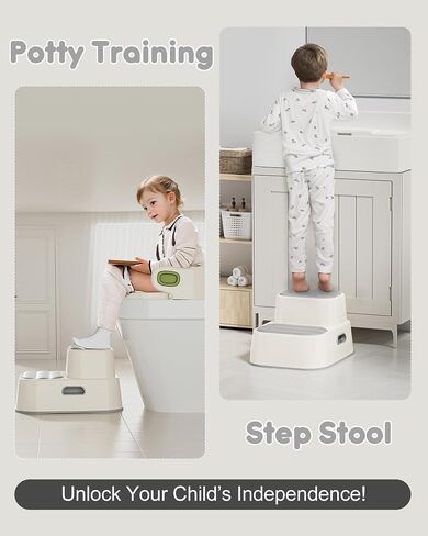 Toddler Step Stool for Bathroom Sink, Upgrade Non-Silp 2 Step Stool for Kids with Enlarged Step Area, Kids Step Stool for Bathroom, Kitchen Helper Potty Training Step Stool (Gray 2-Pack) in Saudi Arabia