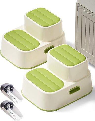 Toddler Step Stool for Bathroom Sink, Upgrade Non-Silp 2 Step Stool for Kids with Enlarged Step Area, Kids Step Stool for Bathroom, Kitchen Helper Potty Training Step Stool (Gray 2-Pack) in Saudi Arabia