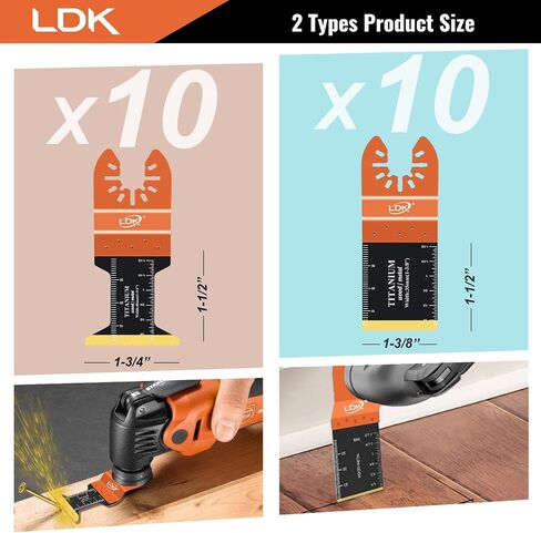 LDK 20pcs Titanium Oscillating Saw Blades, Universal Multitool Blades for Metal Wood Cutting, Multi Tool Blades Fit Dewalt Worx Rockwell Ryobi Bosch Fein Milwaukee in Kuwait