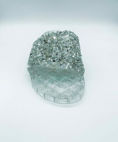 Women's Summer Flip Flops Open Toe Jelly Sandals Silver Rhinestone Glitter Slides Sandals in Saudi Arabia