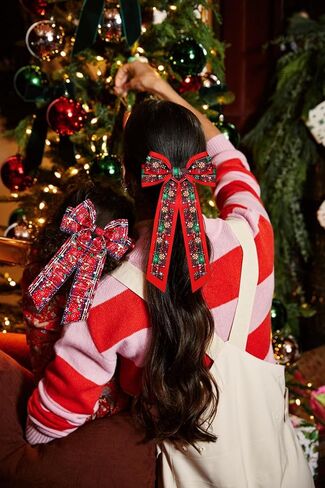 Christmas Hair Bows Large Red Plaid Christmas Charm Jewels Hair Bow Clips for Girls Women Barrettes Winter Holiday Hair Bows Barrettes Accessories (red plaid Christmas bow B) in Kuwait