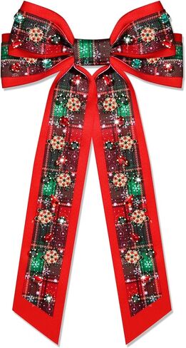 Christmas Hair Bows Large Red Plaid Christmas Charm Jewels Hair Bow Clips for Girls Women Barrettes Winter Holiday Hair Bows Barrettes Accessories (red plaid Christmas bow B) in Kuwait