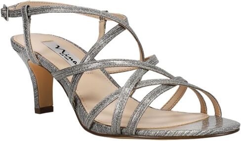 صندل سهرة نسائي من Nina Neptune Metallic بكعب متوسط ​​2-3 بوصة - فضي - مقاس 8.5 واط in Kuwait