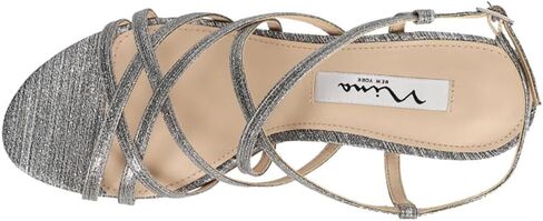 صندل سهرة نسائي من Nina Neptune Metallic بكعب متوسط ​​2-3 بوصة - فضي - مقاس 8.5 واط in Kuwait