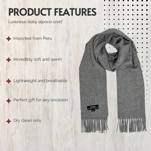 100% Baby Alpaca Wool Scarf for Men & Women - Imported from Peru in Saudi Arabia