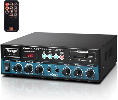 Facmogu PA90BT PA Amplifier, 120W Wireless Bluetooth Public Address Amplifier for PA Systems, PA Mono Amplifier Home Audio Sound PA Receiver System w/USB/AUX/Mic, 70V 100V Output for Ceiling Speaker in Saudi Arabia