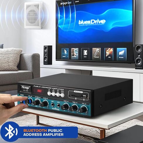 Facmogu PA90BT PA Amplifier, 120W Wireless Bluetooth Public Address Amplifier for PA Systems, PA Mono Amplifier Home Audio Sound PA Receiver System w/USB/AUX/Mic, 70V 100V Output for Ceiling Speaker in Saudi Arabia