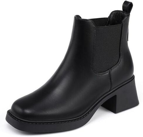 IDIFU IN2 Chelsea Boots Women Ankle Boots for Women Low Chunky Block Heel Short Square Toe Boots Fall Comfortable Fashion Casual Cute Work Office Dress Booties Slip On Classic Elastic Heeled Boots in Saudi Arabia