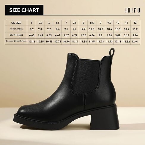 IDIFU IN2 Chelsea Boots Women Ankle Boots for Women Low Chunky Block Heel Short Square Toe Boots Fall Comfortable Fashion Casual Cute Work Office Dress Booties Slip On Classic Elastic Heeled Boots in Saudi Arabia