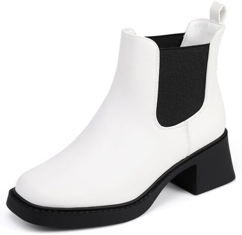 IDIFU IN2 Chelsea Boots Women Ankle Boots for Women Low Chunky Block Heel Short Square Toe Boots Fall Comfortable Fashion Casual Cute Work Office Dress Booties Slip On Classic Elastic Heeled Boots in Saudi Arabia