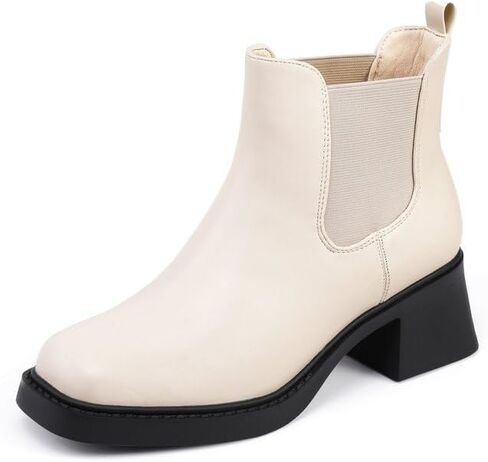 IDIFU IN2 Chelsea Boots Women Ankle Boots for Women Low Chunky Block Heel Short Square Toe Boots Fall Comfortable Fashion Casual Cute Work Office Dress Booties Slip On Classic Elastic Heeled Boots in Saudi Arabia