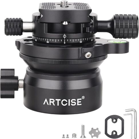 ARTCISE Leveling Base Tripod Leveling Head + Panoramic Pan Kit Aluminum Alloy Fast Leveling Tripod Head +15°/-15° Tilt Range 360° Panoramic Shooting Plate Maximum Load Capacity 22lbs in Saudi Arabia