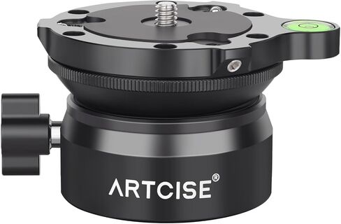 ARTCISE قاعدة تسوية رأس أفقية حامل ثلاثي القوائم سريع التسوية + 15 درجة/-15 درجة مستوي قابل للتعديل لمستوى الفقاعات من سبائك الألومنيوم 360 درجة سعة تحميل رأس حامل ثلاثي القوائم بانورامي 22 رطلاً in Kuwait