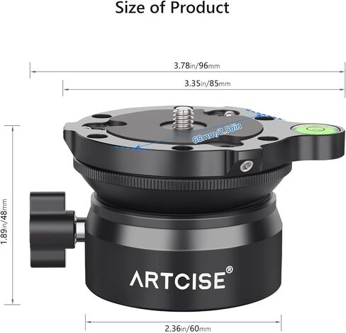 ARTCISE قاعدة تسوية رأس أفقية حامل ثلاثي القوائم سريع التسوية + 15 درجة/-15 درجة مستوي قابل للتعديل لمستوى الفقاعات من سبائك الألومنيوم 360 درجة سعة تحميل رأس حامل ثلاثي القوائم بانورامي 22 رطلاً in Kuwait