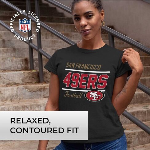Team Fan Apparel NFL Gameday Women's Relaxed Fit T-Shirt - Rib Neck Contour - Tagless Short Sleeve Tee - Stay Cool & Stylish (Tampa Bay Buccaneers - Black, Womens X-Large) in Saudi Arabia