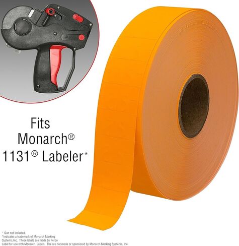 Perco Fluorescent Green Pricing Labels for Monarch 1131 Price Gun – 8 Sleeves, 64 Rolls Value Pack - 160,000 Price Marking Labels – with Ink Rolls Included in Saudi Arabia