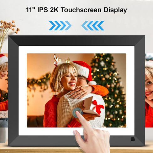 إطارات صور رقمية مزدوجة مقاس 11 بوصة يتم تحميلها من الهاتف - شاشة لمس 2K 2176 * 1600 IPS، إطار صورة رقمي مع مساحة تخزين 32 جيجابايت، مستشعر حركة، مشاركة صور الفيديو عبر البريد الإلكتروني للتطبيق، هدية لعيد الميلاد in Kuwait