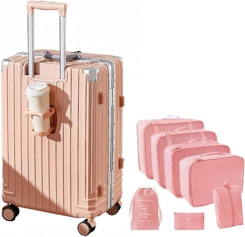 Aluminum Frame Carry-on Luggage, Hardside Carry-on Suitcase, Zipperless Suitcase, Spinner Luggage with USB Port, Cup Holder and TSA Locks (Grey, Carry-On 20-Inch) in Saudi Arabia