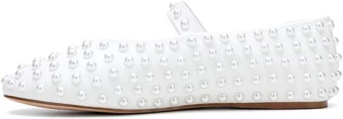 Rhinestone Ballet Flats Buckle Strap Ballerina Shoes Pearl Mary Jane Flats Round Toe Casual Dress Shoes in Kuwait