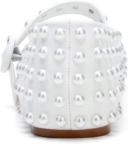 Rhinestone Ballet Flats Buckle Strap Ballerina Shoes Pearl Mary Jane Flats Round Toe Casual Dress Shoes in Kuwait