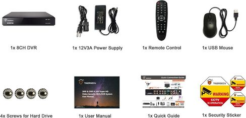 TIGERSECU Super HD 1080P 8-Channel Hybrid 6-in-1 DVR Security Recorder Without Hard Drive, for 2MP(30fps) and for up to 5MP(12.5fps) TVI/AHD/CVI/Analog/RS485 PTZ and IP Cameras (Cameras Not Included) in Saudi Arabia