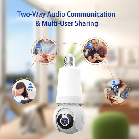 Light Bulb Security Camera WiFi Indoor/Outdoor Cam with Socket, AI Human Detection, Live View, Color Night Vision, 2-Way Audio, LED Smart Cameras for App Remote Control, V380 White 2Pack in Saudi Arabia