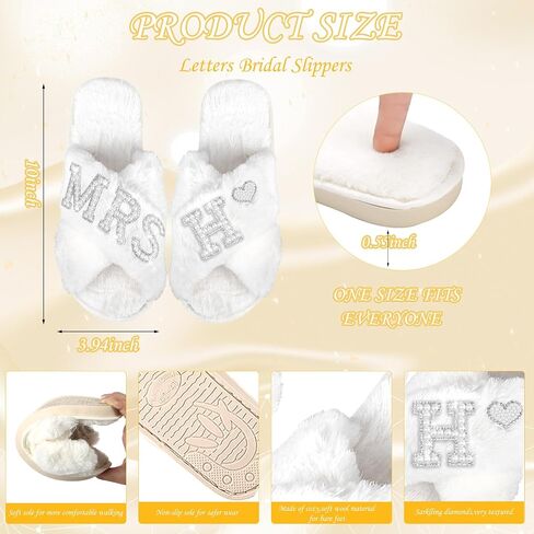 Personalized Initial Wedding Bride Slippers, Bride to Be Gifts, Bridal Shower Gifts, Bride Robe Hair Clip MRS Makeup Bag in Saudi Arabia