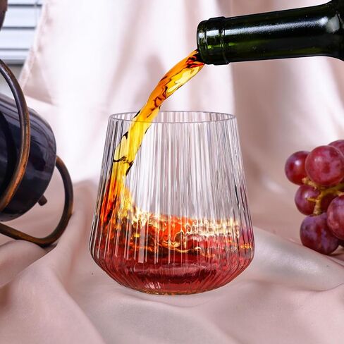 40 Pack Plastic Ribbed Wine Glasses, 14Oz Origami Disposable Wine Glasses Unbreakable Clear Plastic Cocktail Glasses Recyclable Shatterproof Reusable Plastic Wine Cups (14oz 40pack) in Saudi Arabia