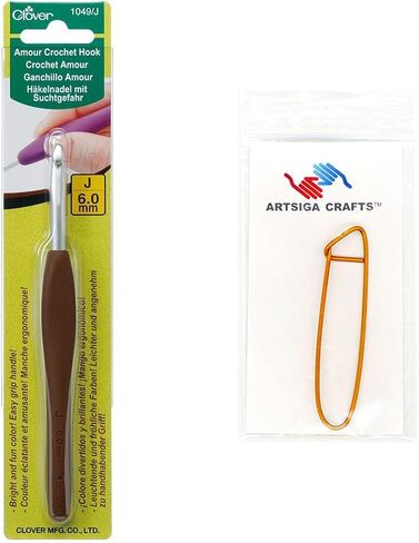 مجموعة خطاف كروشيه من كلوفر نيدلكرافت مقاس 7 مم مع 1 حامل غرز Artsiga Crafts 1054 in Saudi Arabia