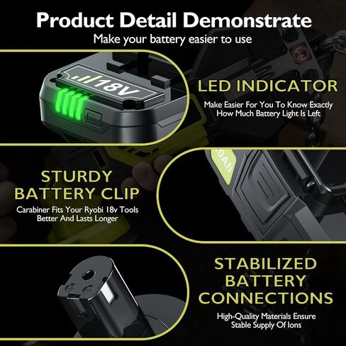 TURPOW 2Pack 7.0Ah Replacement for Ryobi 18V Lithium Battery Compatible with Ryobi 18 Volt ONE+ Plus P107 P108 P102 P103 P104 P105 P109 P122 Cordless Tools in Saudi Arabia