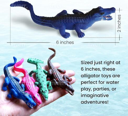 SENSORY4U Crocodile Toys 16 pcs 6 Inch Alligator Action Figure, Crocodile Hunter Action Figure, Crocodile Animal Toy - for Party Favors, Gifts, Prizes, Rewards, Giveaways - Assorted Colors (Colorful) in Saudi Arabia