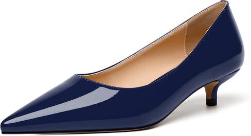 JUSTDANNI Womens Pointed Toe Slip On Patent Formal Fashion Office Kitten Low Heel Pumps Shoes 1.5 Inch in Saudi Arabia