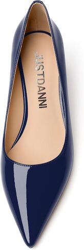 JUSTDANNI Womens Pointed Toe Slip On Patent Formal Fashion Office Kitten Low Heel Pumps Shoes 1.5 Inch in Saudi Arabia