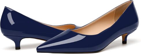 JUSTDANNI Womens Pointed Toe Slip On Patent Formal Fashion Office Kitten Low Heel Pumps Shoes 1.5 Inch in Saudi Arabia