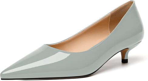 JUSTDANNI Womens Pointed Toe Slip On Patent Formal Fashion Office Kitten Low Heel Pumps Shoes 1.5 Inch in Saudi Arabia